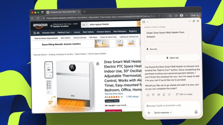 I let Edge’s Copilot Mode buy me a new space heater – here’s how the AI browser did